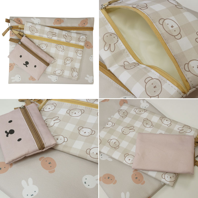 ディックブルーナオフィシャルショップ ブルーナ ブルーナ 3連ポーチ Brown ボリス Miffy Boris ディックブルーナオフィシャルショップ ブルーナ ブルーナ 3連ポーチ Brown ボリス Miffy Boris